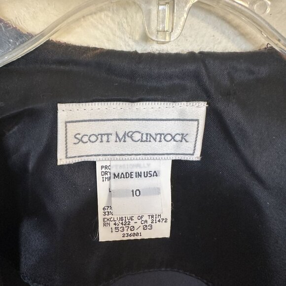 Scott McClintock Womens Velvet Blazer Jacket Top Size 10 Black Gold Evening Vtg - Picture 2 of 9